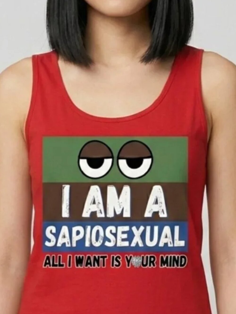 Funny Sapiosexual medium red tank top for women. Funny shirt. Narcissists Summer